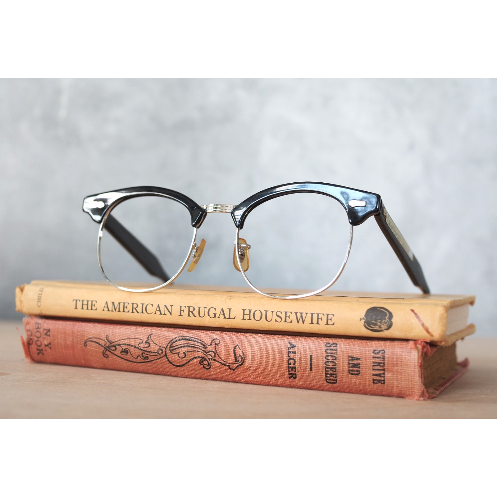 Vintage 1960s Sro Style Rite Optical Eyeglass 10k Rgp Charcoal Dobbs 48-20